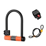 Helilyco U-Form für Fahrradschloss für Fahrrad und Roller, 18,3 x 12,8 x 2,7 cm, für robuste Stahllegierung mit Silikonabdeckung, 4-stelliges Zahlenschloss, rostbeständig, für Radrahmen, Schwarz