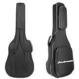 soulmate Gitarrentasche, 0,4 Zoll Polsterschwamm, 600D wasserdichtes Nylon, staubdicht, weich, große Tasche, E-Gitarrenkoffer und Umhängeband, verstellbarer Gurt, Schwarz, Schwarz , Acoustic Guitar