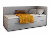 Boxspringbett Flame mit Bettkasten - Einzelbett mit Bonell-Matratze und Topper, Polsterbett, Universelle Bettseite, Bett, Schlafzimmer, Kinderzimmer (Grau (Paros 05), 100 x 200 cm)