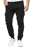 Indicode Herren August Cargohose aus Baumwolle mit 6 Taschen | Cargo Chino Hose f. Männer Black L