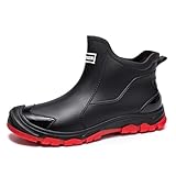 Gugifcto Gummistiefel Herren,Gummistiefel Damen Kurze,Halbhoch Stylische Boots Wasserdicht rutschfest Geeignet Regentag Rutschiger Boden Gartenschuhe Red45EU/47CN