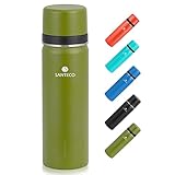 SANTECO Thermoskanne Thermosflasche Edelstahl 1l, 500ml, Auslaufsicher Isolierflasche mit Trinkbecher für unterwegs, Thermoskanne Kaffee & Tee für Kinder, Sport, BPA-Frei, 24H Kalt & 12H Heiß