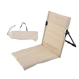 MEISO Strandmatte mit Rückenlehne, Klappbar Strandstuhl, Tragbare Strandliege Faltbarer, Campingstuhl Liegestuhl für Picknick, Garten, Wandern (Beige)
