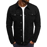 amropi Jeansjacke für Herren Jacket Denim Jeansmantel Jeans Jacken Schwarz, M