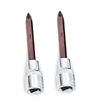 2-teiliges 100 mm PH2 Steckschlüssel-Set, 1/2 Zoll verlängerter Kreuz-Bit für Schlagschrauber, wärmebehandelter legierter Stahl, verchromte Oberfläche, korrosionsbeständig, Präzisionsspitzen
