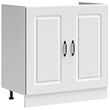 vidaXL Spülenunterschrank Kalmar Weiß 80x46x81,5 cm Holzwerkstoff, Küchenunterschrank, Unterschrank für Küche, Küchenzeile, Küchenschrank