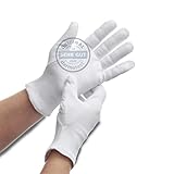 DarBene Baumwollhandschuhe Soft 3 Paar-S, Dermatest: Sehr Gut, 100% Baumwolle, Trikothandschuhe, Stoffhandschuhe für Handmasken, perfekte Passform, weiß