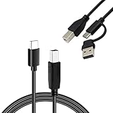 JDIEOQA USB-C-Druckerkabel, 1 m, USB C auf USB B Druckerkabel, Micro-USB auf USB-B-Kabel, Typ C auf USB-Kabel, kompatibel mit Audio-Schnittstelle, Aufnahmescanner, MIDI-Controller, MIDI-Tastatur, 2