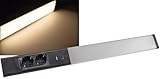 ChiliTec LED Unterbauleuchte 60cm 2 Steckdosen Arusha Küche Unterschrank Lichtleiste Licht Warmweiß USB-A USB-C PD Beleuchtung für Büro Werkstatt Schwarz
