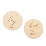 TOYANDONA Kreative Meilensteinkarten 2 Stück Holzscheiben 10cm Erinnerungskarten für Neugeborene Sicher und Langlebig für Babyparty und Fotos