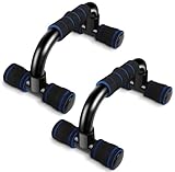 Liegestützgriffe Push Up Bars Fitnessstudio-Übungsgeräte Fitness 1 Paar Liegestützgriffe mit Gepolstertem Schaumstoffgriff und Rutschfester, Stabiler Struktur für Männer & Frauen (Blau)