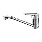 Ibergrif Wasserhahn Küche, Küchenarmatur mit Einhebelmischer, Keramikkartusche und 360° Drehbarer Spültischarmatur, Schnellmontage mit 40cm Kalt-/Warmwasserschlauch, Chrom Edelstahl,M14450