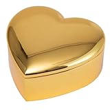 BESTYASH Herzförmige Schmuckbox aus Metall Elegante Aufbewahrungsbox für Ringe und Ohrringe Praktische Geschenkbox für Damen Tragbarer Organizer für Kleine Schmuckstücke Goldfarben