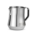 De'Longhi DLSC060 ECO 311.W/BK/R/B Milchkännchen für manuelles Aufschäumen, ergonomischer Griff, 18/8 Edelstahl, 350 milliliters