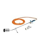CFH Abflammgerät GV 900 inkl. Gasdruckregler DR 114 und Gasschlauch - Unkrautbrenner Gas Anwendung 2,5 bar mit 3/8' Anschluss, Ideal für Unkrautbeseitigung, Teer- und Teichfolienarbeiten, TÜV SÜD GS