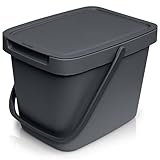 YourCasa® Biomülleimer Küche - 6L Komposteimer Küche für alltäglichen Biomüll Behälter - Mit Deckel und Wandaufhängung - Biomülleimer Küche klein - Bio Eimer Bio (Anthrazit)
