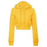 Generisch 2025 Damen Einfarbige Casual Basic Langarm Reißverschluss Crop Hoodie Jacke Reitjacke Damen (Yellow, M)