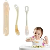 2er Set Lernlöffel für Baby, BPA-Frei Babylöffe für Baby-Led Weaning, Fütterlöffel für Säugling Kind Kleinkind ab 4 Monaten, 100% Lebensmittelechtes Silikon Esslernlöffel Lang, Starter Breilöffel Set