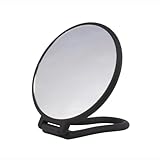 PARSA Beauty Stellspiegel mit 3-Fach Vergrößerung – Doppelseitiger, runder Kosmetikspiegel, schwarz, modernes Design für präzises Stylen – Spiegel zum Stellen und Hängen – 14,5 x 14 x 1 cm