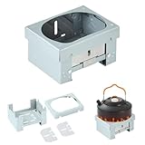 Azwood Tragbarer Festbrennstoffofen, Faltbarer Herd Alkoholofen Brenner Verdickter Fester Alkohol Brennstoff Klappkocher Mini Campingkocher für Solo Camping, Wandern, Picknick, BBQ - Taschengröße