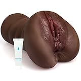 Realistische Masturbator, Mastubrator Mann Sex Spielzeug Pussy Taschenmuschi Realistisch Groß mit 3D Vagina Klitoris Anal Erotik Sexspielzeug für Männer Masturbieren Mann (DunkleSchokoladenfarbe)