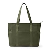 KALIDI Cord Tasche Damen Groß Shopper Cordtasche mit Reißverschluss Tote Bag Armeegrün Tasche Handtasche für Uni Arbeit Schule