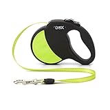 DDOXX Roll-Leine reflektierend, ausziehbar | viele Farben & Größen | für kleine & große Hunde | Gurt-Leine Hundeleine einziehbar Welpe Katze | Hundeleinen Zubehör Hund | XS, 3 m, bis 8 kg, Gelb
