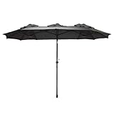 Doppel Sonnenschirm mit Kurbel 300 x 150 cm - anthrazit - XL Gartenschirm mit Knickgelenk - Martschirm Sonnen Schutz UV 50+ für Balkon Terrasse Garten groß verstellbarer Neigungswinkel