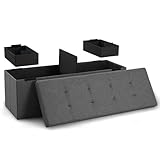 Blumtal Sitzbank mit Stauraum + 2 extra Boxen - Truhenbank mit Stauraum 110x38x38 cm - Sitztruhe mit Stauraum - Bequemer Hocker mit Stauraum - Sitzhocker mit Stauraum - Ottoman - Sitzbox in Anthrazit