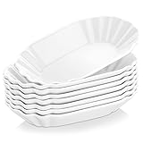 MALACASA, Serie Regular, 8-TLG. Set Pommesschäle, CremeWeiß Porzellan Pommes Schälen, Currywurst Schale, Würstchenteller, Servierteller, Beilagenschälen, Schälchen, 19,5x12x3,5 cm