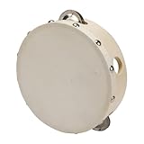 Tamburin Handtrommel Tambourin aus Holz, Musikinstrument für Kinder D: 15 cm aus Holz mit 4 Schellen - 3832