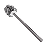 WC-Bürste mit langem Griff und wandmontiertem Aufbewahrungshalter, Aluminiumlegierung, WC-Schrubber für Zuhause und Badezimmer, Grau