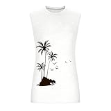 Generisch Damen Strandweste Sommermuster Muskelbaum Ärmellose Weste Leichtes Oberteil für Urlaub Freizeit (White, XL)