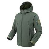 Blyo Wasserdichte Thermojacke, taktische Herrenjacke, Fleece-gefütterte Winterjacken, Softshell-Jacke, warme Herrenjacke, grün, 3XL
