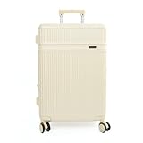 Solier Hartschalenkoffer – Reisetrolley mit 4 Rollen, Zahlenschloss und Teleskopgriff – Rollkoffer Hardcase Gepäck (Hellbeige, 24' M)