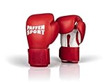 Paffen Sport «PRO Klett» Boxhandschuhe aus echtem Leder für das Training und Sparring (rot/weiß, 12UZ)