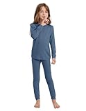 woolcano Thermounterwäsche Kinder Unisex, 100 % Merinowolle Set für Jungen & Mädchen, Skiunterwäsche Winter, Warm & Bequem 190g/m² Zinn 7-8