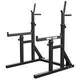 GORILLA SPORTS® Squat Rack - mit Dip-Station, Höhe und Breite verstellbar, bis 300kg belastbar, Schwarz - Langhantelständer, Langhantelablage, Kniebeugenständer, Hantelablage, Hantelständer