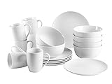 MÄSER 993650 Barca Frühstücks-Geschirr für 6 Personen, 18-tlg. Set, Porzellan, Weiß