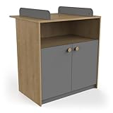 Casa Vital Wickelkommode Gabina, grau und eichenfarben, Kinderzimmermöbel, Wickeltisch, 79,5x70x95 cm, 1 offenes Fach, Lagerschrank, 11 kg Top-Tragfähigkeit