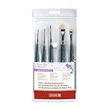 Brunnen Synthetics Plus Pinselset, 5 Stück, Kunsthaar, mit 3 Rund- & 2 Flachpinseln
