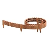 WOLTU Rasenkante, Beeteinfassung Holz, Beetumrandung 203x20 cm, Flexibler Rollborder, Gartenpalisade, Mähkante, Umzäunung für Garten, Dunkelbraun
