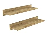 Wandregal, Schweberegal (2 Stück), stabile Wandboards, 80 cm Hängeregale, mit unsichtbaren Halterungen, für Bad, Schlafzimmer, Küche, Büro, Wohnzimmer, Eiche mit Eiche Leiste, Eiche Finish