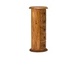 Woodkings® Rundschrank Texas Natur, Massivholz Akazie, Kommode, Design 5 Schubladen, Holzmöbel, Apothekerschrank klein