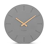 Cander Berlin MNU 2530 G Wanduhr MDF lautlos ohne Tickgeräusche 30 cm analog Wohnzimmer modern Vintage grau anthrazit Holzzeiger