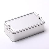 Drhomeam Metall-Blechdose mit Deckel, rechteckig, für leer, für Kekse, Süßigkeiten, Weißblech, für Zuhause, Küche, Aufbewahrungs-Organizer (L)