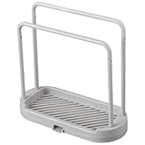 VILLCASE Küchen Ablagegestell Doppelreihig mit Abtropffunktion für Geschirrtücher und Schwämme Schnelltrocknend Graues Edelstahl design für Spültuchhalter und Schwammaufbewahrung Am