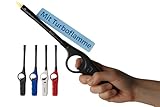 TOM 4 x Stabfeuerzeug mit Turbo Flame – langes Sturmfeuerzeug mit Stab 28,3 cm lang – Feuerzeug Jetflame – 4 Stück im Set schwarz weiß blau rot – Elektrofeuerzeuge mit Gas befüllt & nachfüllbar