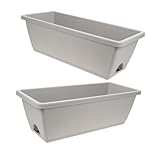 GRADENEVE 2 Sätze Rechteckiger Pflanzkasten mit Ablageschale Kunststoff Blumentopf mit Entwässerung für Gemüse Blumen und Sukkulenten Mittelgroß für Balkon Fensterbank und Garten