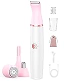 Gesichtsrasierer Frauen, Intimrasierer für Frauen: 4-in-1 Rasierer Damen, Gesichtshaarentferner & Bikini Trimmer, Nasenhaartrimmer, USB-C Trimmer Damen für Gesicht, Bikinizone, Beine, Nasen/Ohren